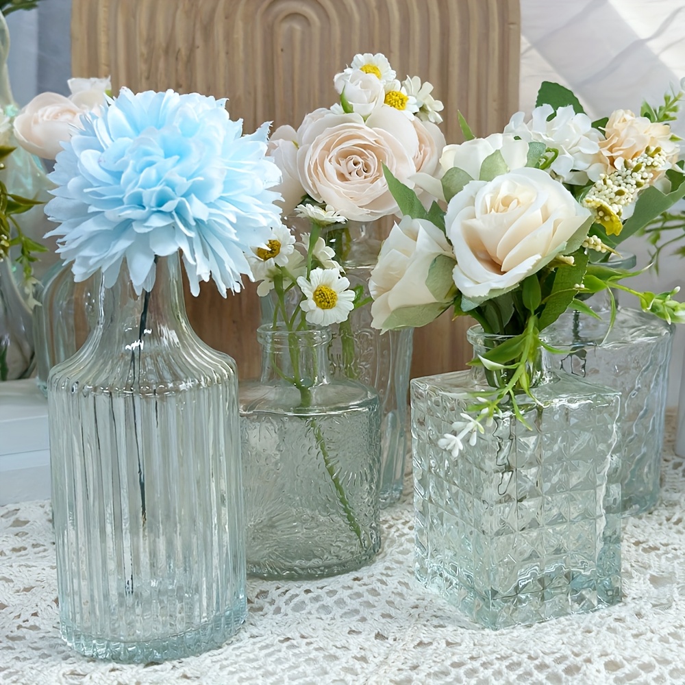 10 Uds. Jarrones pequeños de cristal transparente florero a granel, jarrones Vintage, Mini florero de boda, pequeño juego de florero pequeño para mesas