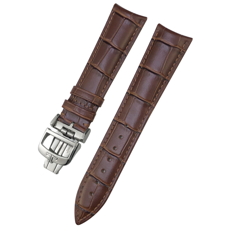 19mm 20mm 21mm 22mm Rindslederarmband mit gebogenem Ende für Jaeger LeCoultre Meister Kontrolle Weiches Echtleder-Uhrenarmband