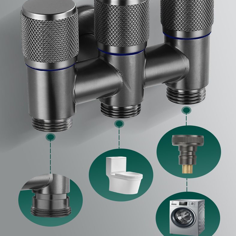 Grifo Universal de 1/2 rosca uno en tres para salida, válvula de entrada de acero inoxidable para cocina, accesorios para baño y inodoro