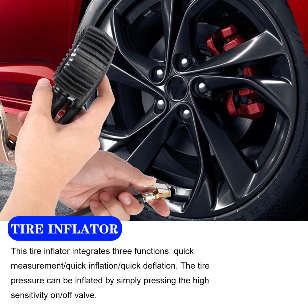 Inflation Monitoring Manometer Aluminum Alloy Air Line Clip-on Tyre Pump Tire Pressure Inflator Gauge Universal LCD Digital