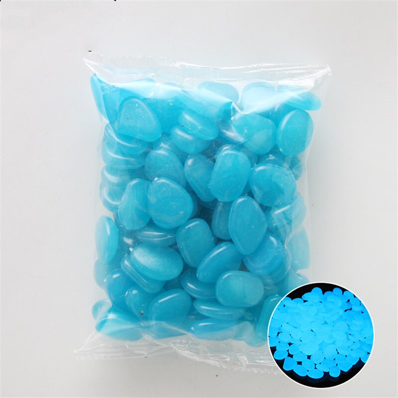 Piedras luminosas decorativas que brillan en la oscuridad, guijarros para pasillos, camino de jardín, decoración de pecera, 100 Uds.: 7