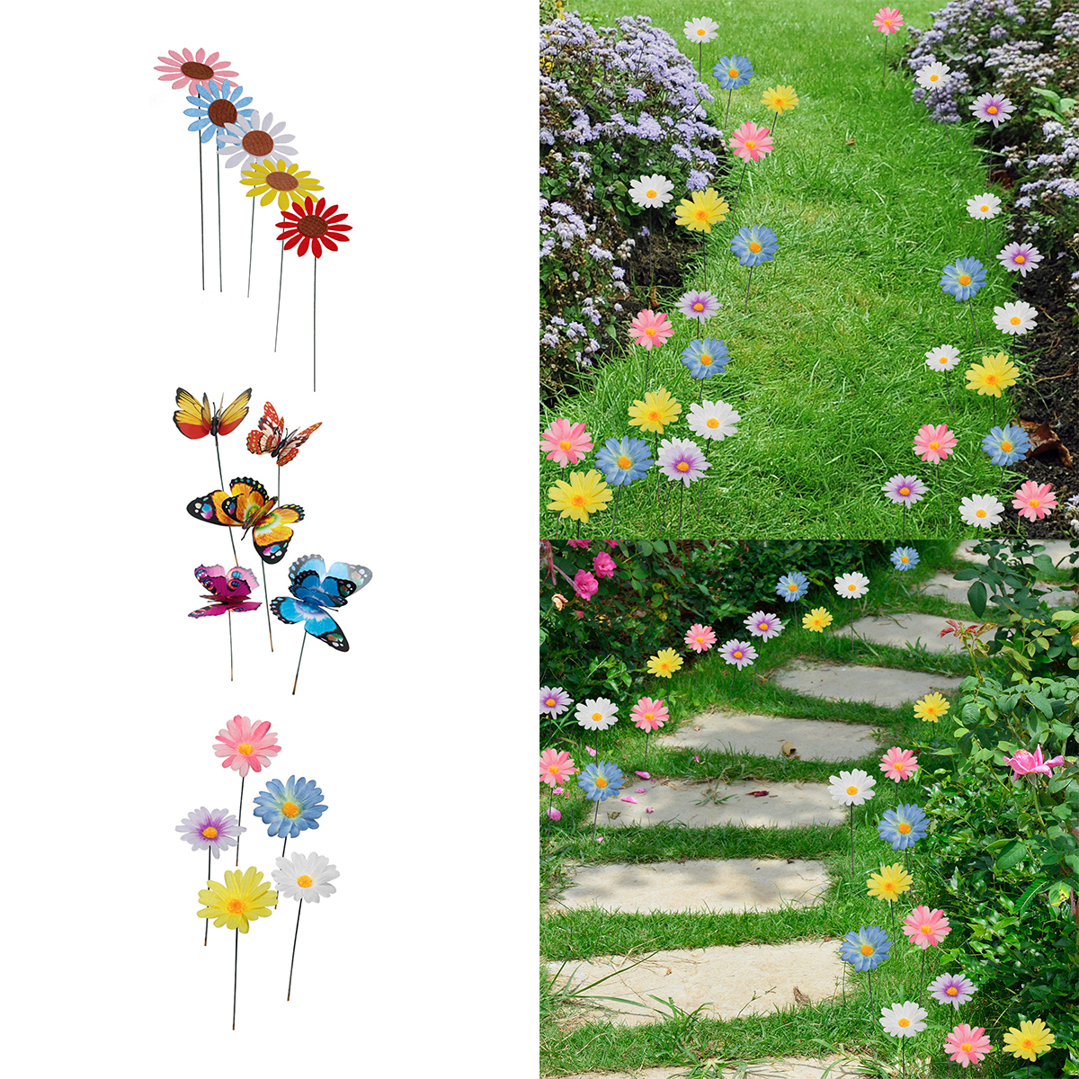 Metallstaker hagestaker metall tusenfryd blomsterdekor gjerde hagestake kunst roser hageornamenter utendørs valentinsdekorasjon