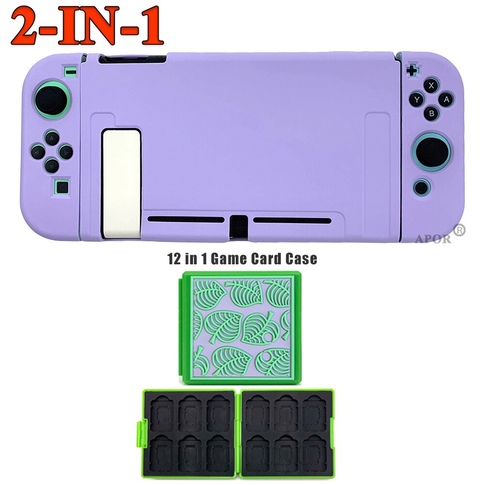 2 in 1 per accessori nintendo Switch custodie carine Cover completa Shell Joy-Con Controller Shell custodia rigida in TPU custodia per carte da gioco: Purple 2in1