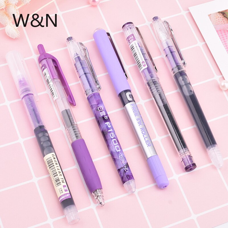 6PCS/7PCS/set Rollerball Pens 0.5mm Big Capacity Ink Gel Pen Set Muti-color Writing Office School Supplies Kawaii Stationery