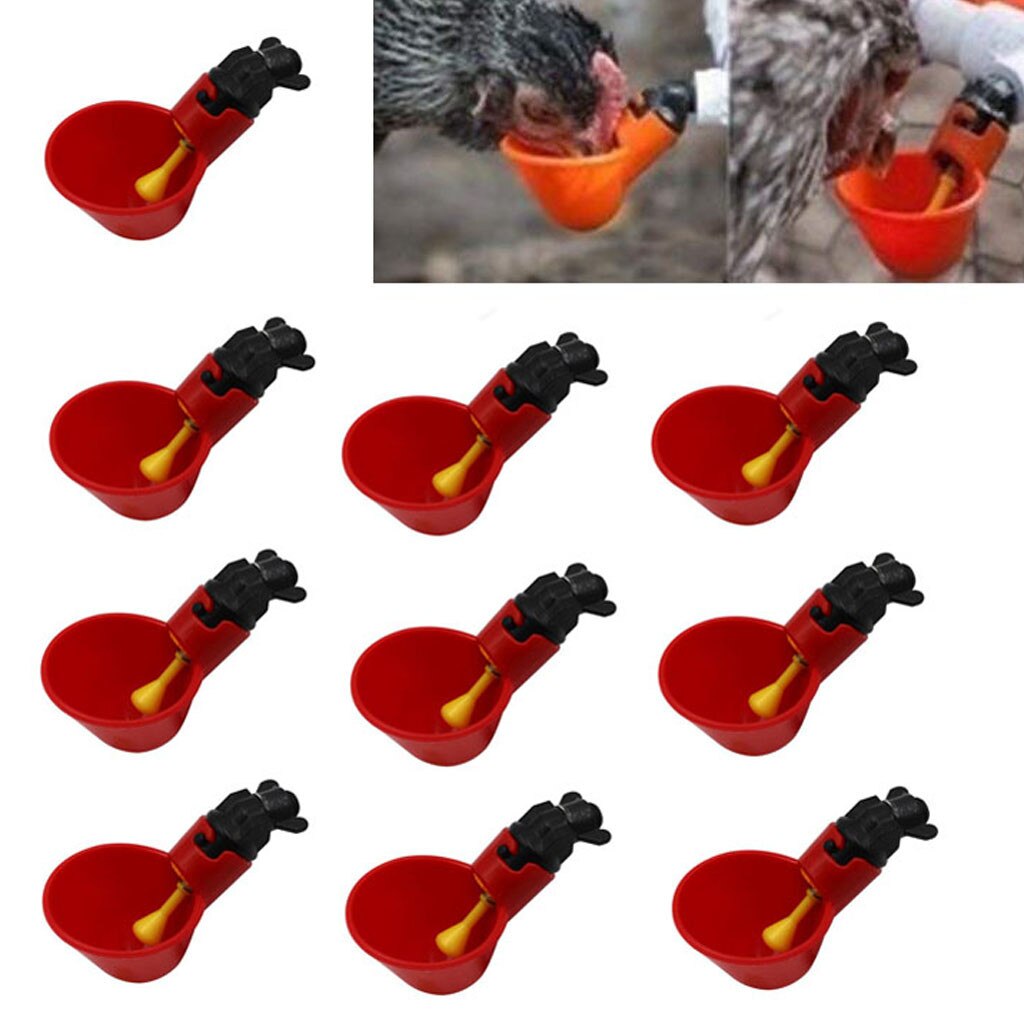 10/12Pcs Chicken Drinking Cup Fountains Birds Water Bowl Feed Automatic Bird Coop Poultry Chicken Drinker Water Drinking Cups