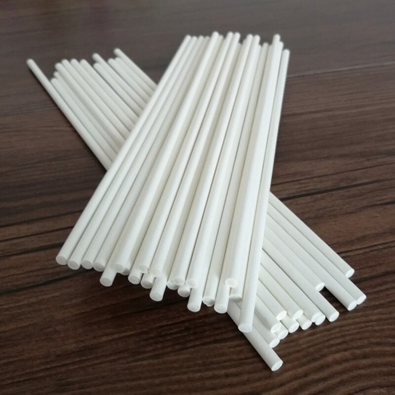 100 unids/set dulces tonto palos de papel de grado palo de piruleta Chocolate caramelo azúcar artes blanco DIY herramienta de molde 3 tamaños