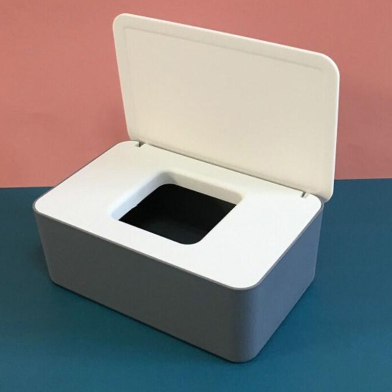 Natte Doekjes Dispenser Houder Met Stofdichte Cover Tissue Opbergdoos Voor Home Office Desktop Opslag Tissue Doos Masker Opbergdoos: Gray white 2