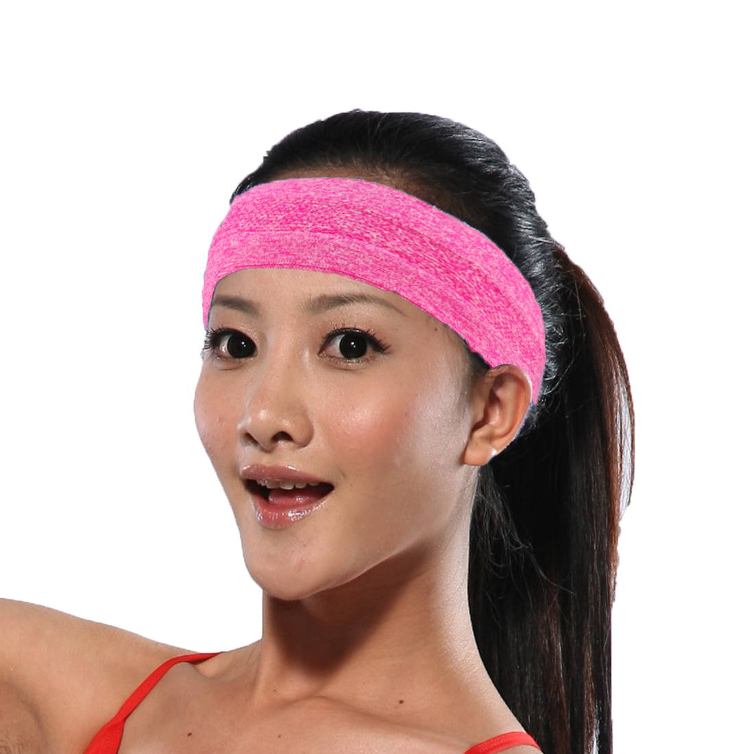 Sports headband running fitness sweatband elastic hair head absorbent sweat cycling jogging tennis yoga gym head bandage: 1 pc rose red