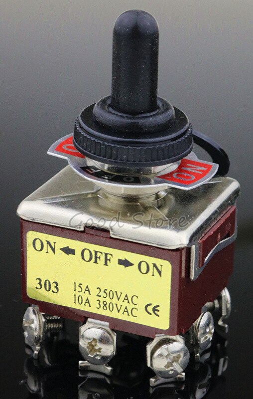 1PCS 12MM E-TEN303 9 pins 3 position 15A 250VAC 10A 380VAC double-throw toggle switch: E-TEN303 and cap