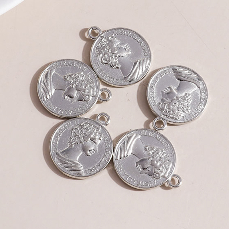 Leslie, 10 Uds., Color dorado y plateado, gran declaración, forma ovalada, colgantes de la Virgen María, dijes aptos para hacer collares DIY, aleación de Metal de 26x15mm: Bronce antiguo plateado