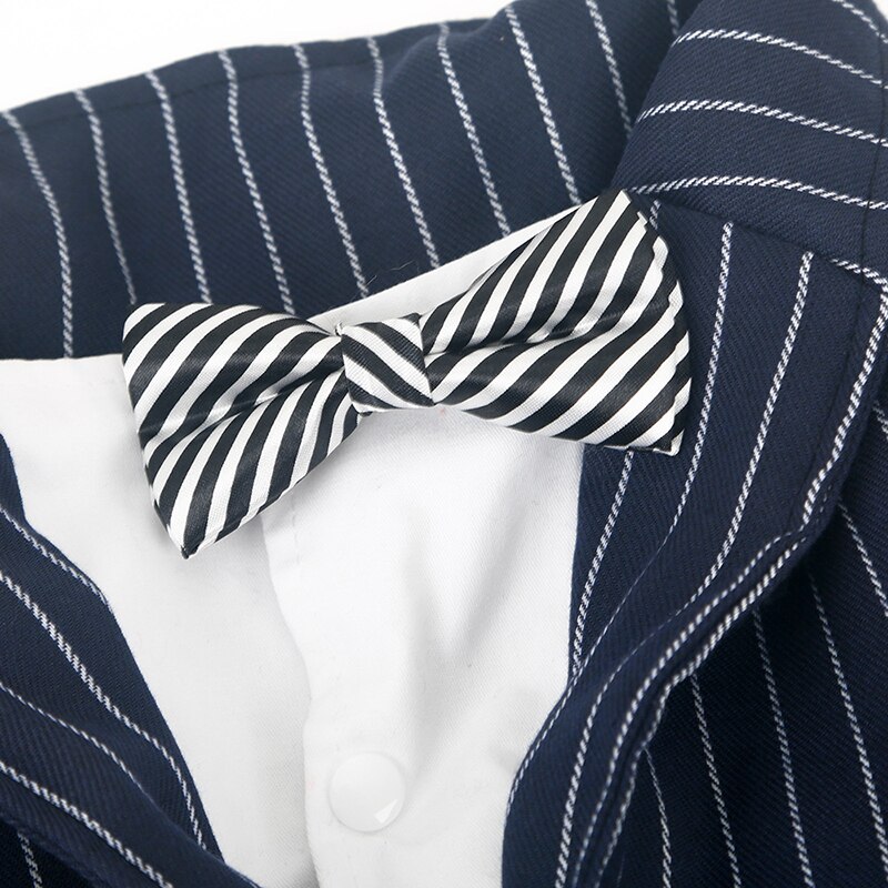 Large Dog Clothes Stripes Big Dog Coat Bowknot Tuxedo Jacket Wedding Suit Pet Clothes For Samoye Husky
