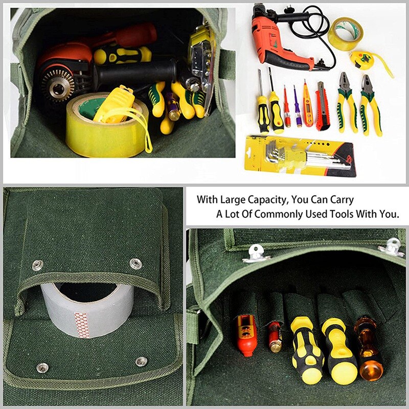 ! Canvas Tool Bag, Shoulder Strap Small Tool Pouch, Maintenance Lineman Garden Wrench Screwdriver Organizer Bag