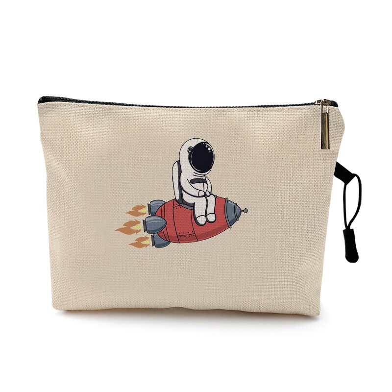 Creativo Spaceman astronauta stampa Designer trucco borsa Mascara De Boca pennello cosmetico rossetto sacchetti borsa estetista regalo: Pattern 5