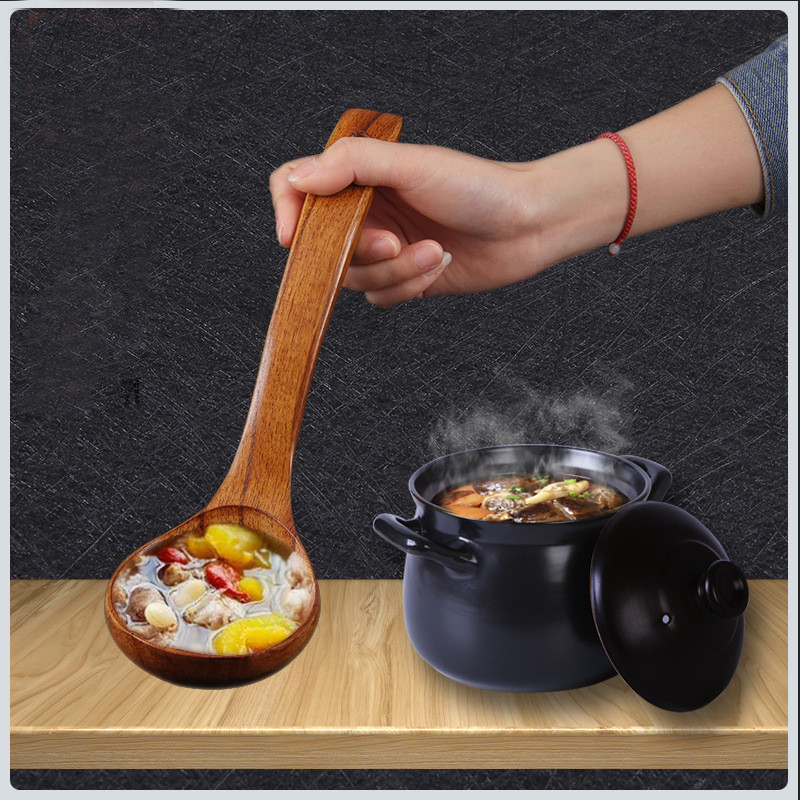 Natural Solid Wood Spoon Kitchen Soup Serving Wooden Long Handle Tableware Wood Utensilios de Cocina Cooking Kitchen Tool