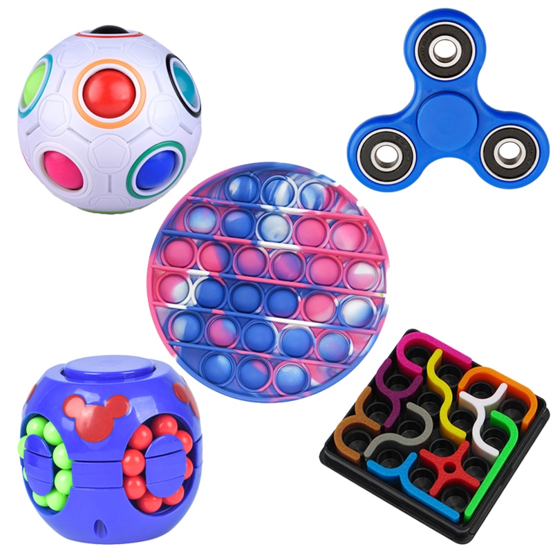 5 unids/set fidget pack de juguetes antiestrés adultos interactivo para niños sensorial de estrés socorro juguete de Fidget fidget spinners prensa bola: 2