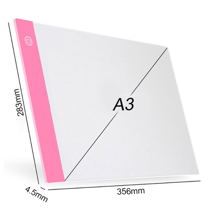 A3/A4/A5 LED Drawing Boards Tracing Board Copy Pads LED Drawing Tablet Plate Art Writing Table Three Dimming Artcraft Light Box: A3 Pink