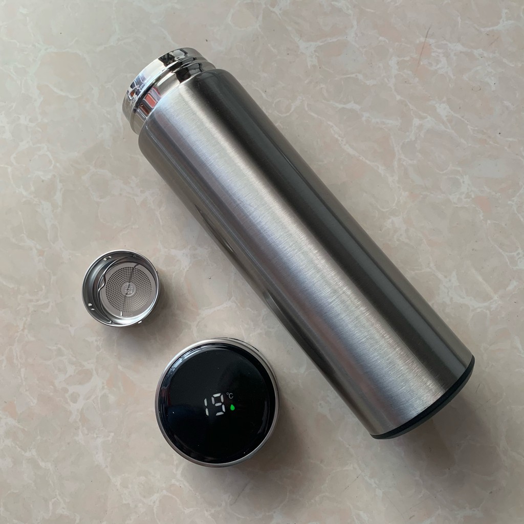 LED Temperature Display Vacuum Thermal Flask 304 Stainless Steel 13 Colours thermos bottle cute water bottle thermos mug: Silver