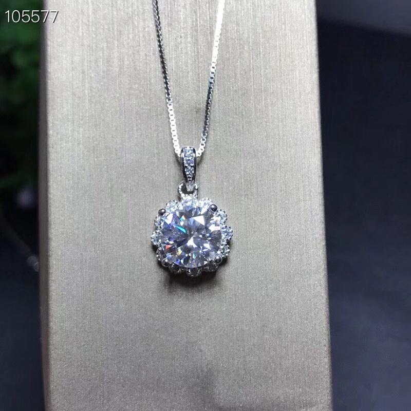 Meibapj Top Moissanite Diamond Bloem Hanger Ketting Voor Vrouwen Echt 925 Massief Zilveren Fijne Sieraden