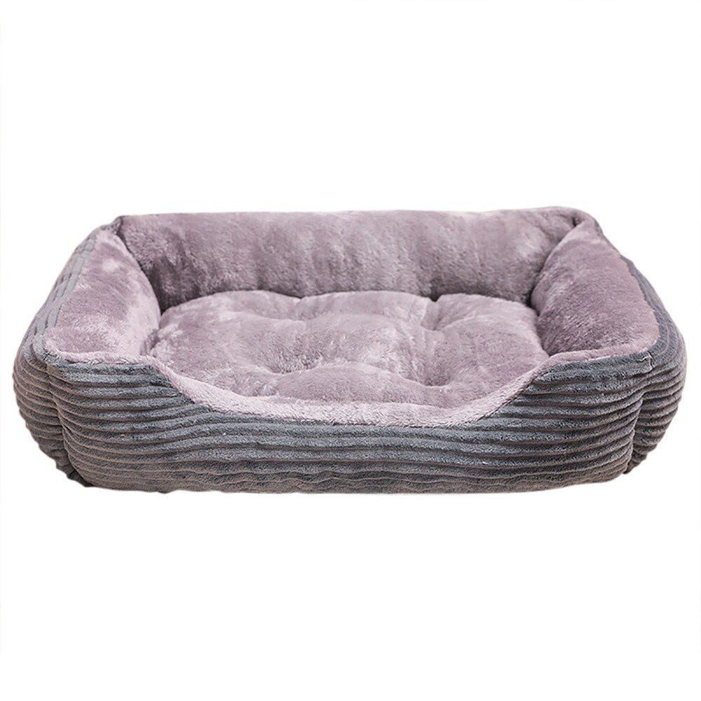 Cama para perro grande rectangular de pana, sofá para cachorro, gato, casa de mascotas, cojín para camas de felpa cálida para perros de raza pequeña: gray / XS 45x31cm