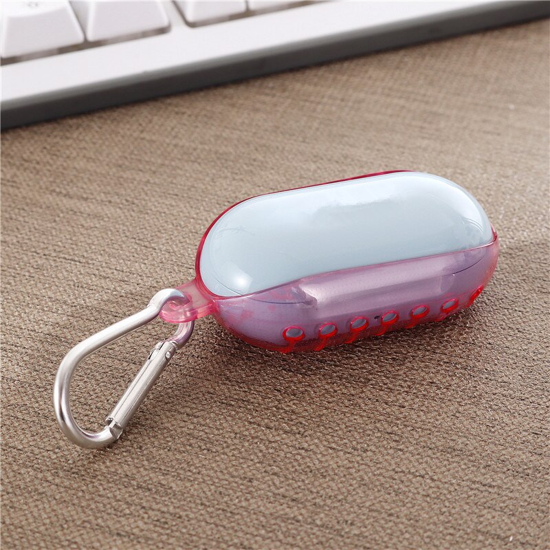 Til samsung galaxy buds plus + etui klar gennemsigtig blød silikone trådløst øretelefon cover til galaxy buds etui med nøglering: Lyserød