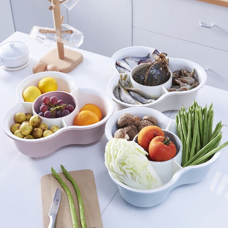 Fregadero de plástico de doble plato para lavar cesta para vegetales plato de fruta fregadero de drenaje de cocina cesta de almacenamiento a