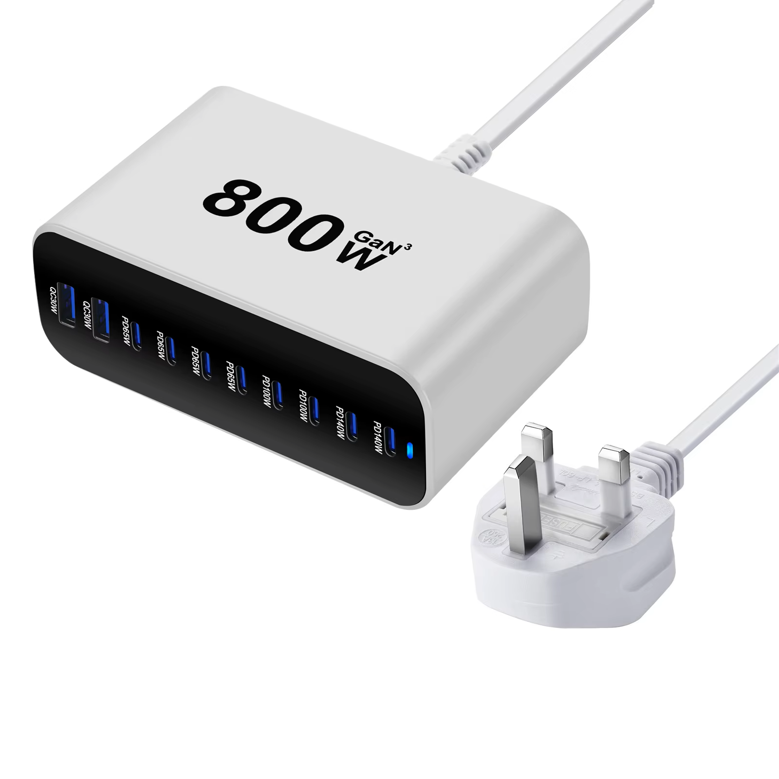 800w 8 c 2a usb c laddare bärbar laddningsstation med 10- portar bordsladdare för mobiltelefoner surfplattor och mer: Rsa