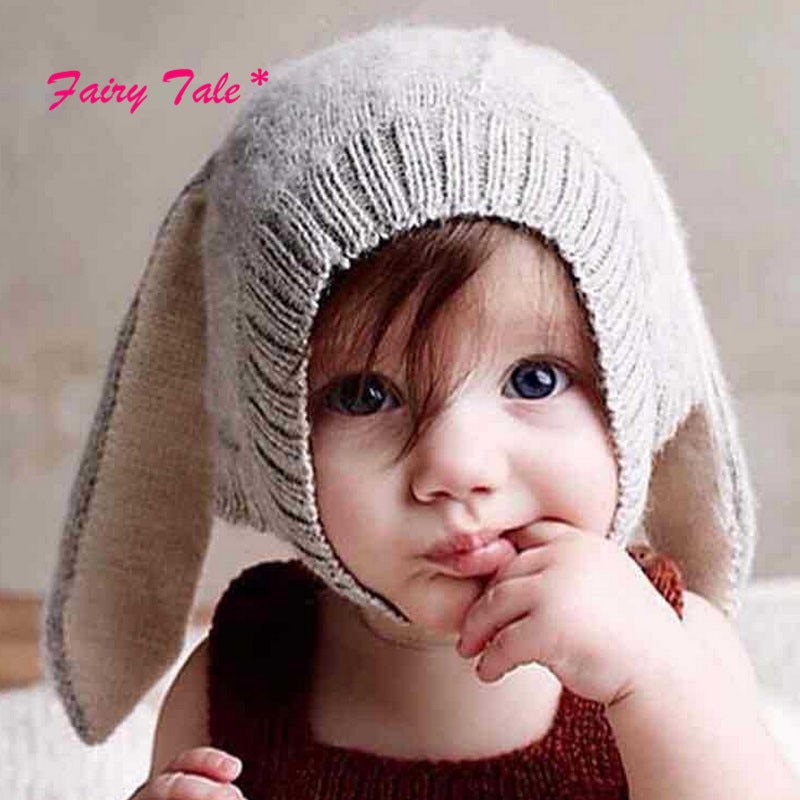 Winter Warm Toddler Infant Knitted Baby Hat Adorable Rabbit Long Ear Hat Baby Bunny Beanie Cap Photo Props