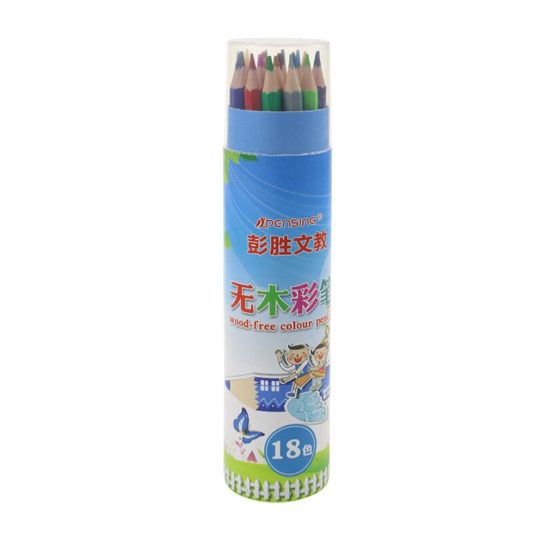 12/18/24/48/set de lápices de plástico de imitación de madera para estudiantes, Juego de lápices de plomo de color con poste hexagonal aceitoso, lápiz de bocetos de dibujo: 18 colors