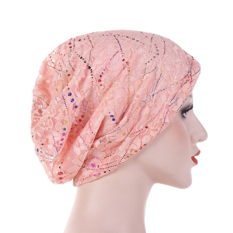 Turbante de encaje fino para mujer, gorros musulmanes de algodón sólido para hijab, turbantes para mujer, turbante árabe para mujer, hijab femenino