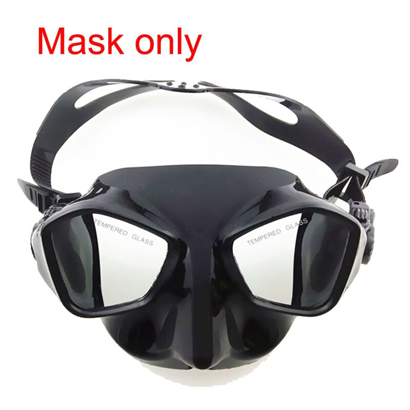 Top duiken gears en snorkel apparatuur Zwart siliconen duikbril Lage profiel onderwatervissers masker flexable snorkel: Mask only
