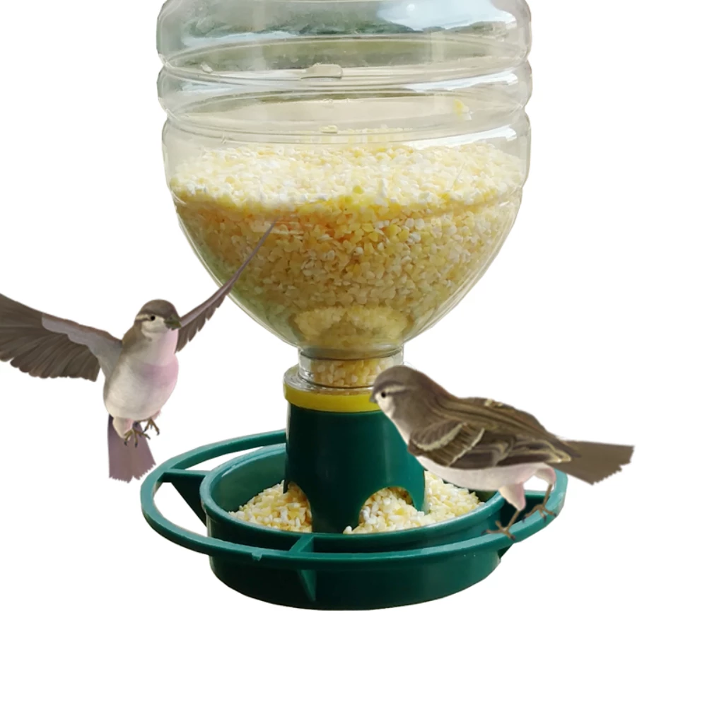 2PCS Recycle Empty Soda Bottle Top Bird Feeder Easy to Hang Outdoors Fill Plastic Bottle with Seed, Twist on Feeding Tray