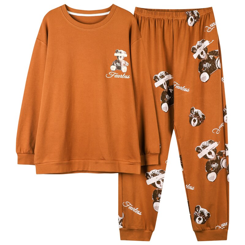 XIZOU ensemble de Pyjamas pour Couple vêtements de nuit femmes hommes coton Pijama à manches longues chemise de nuit vêtements de maison Pyjamas col rond vêtements de salon