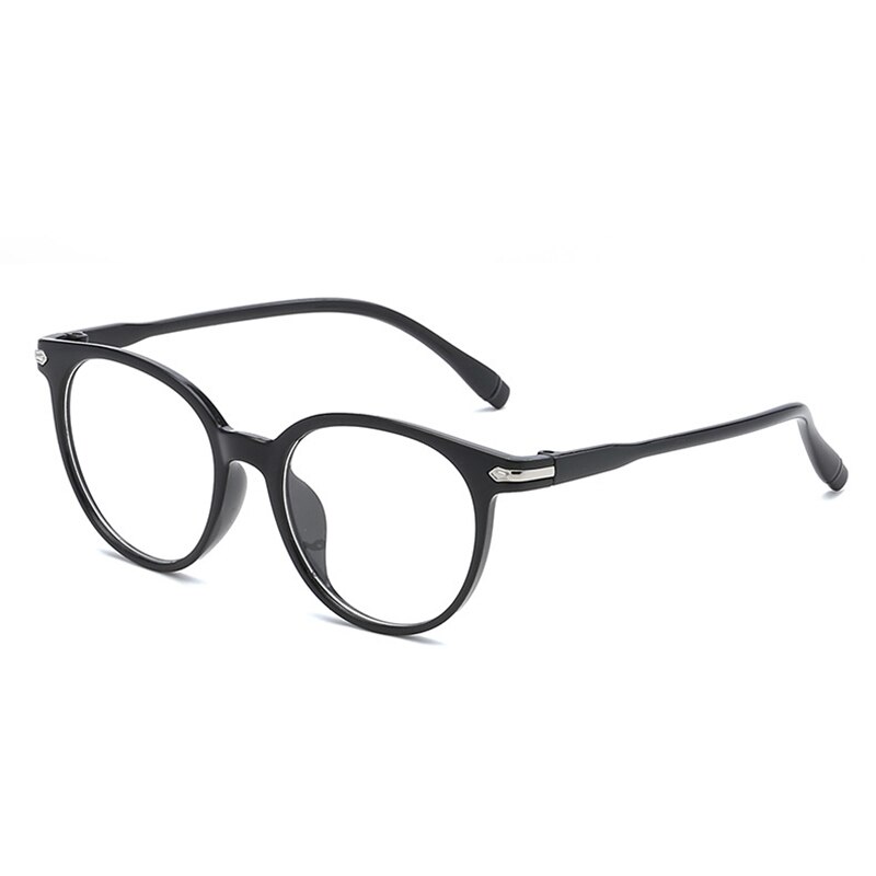 veshion round glasses men women Transparent Clear Eyeglasses Frame: shiny black