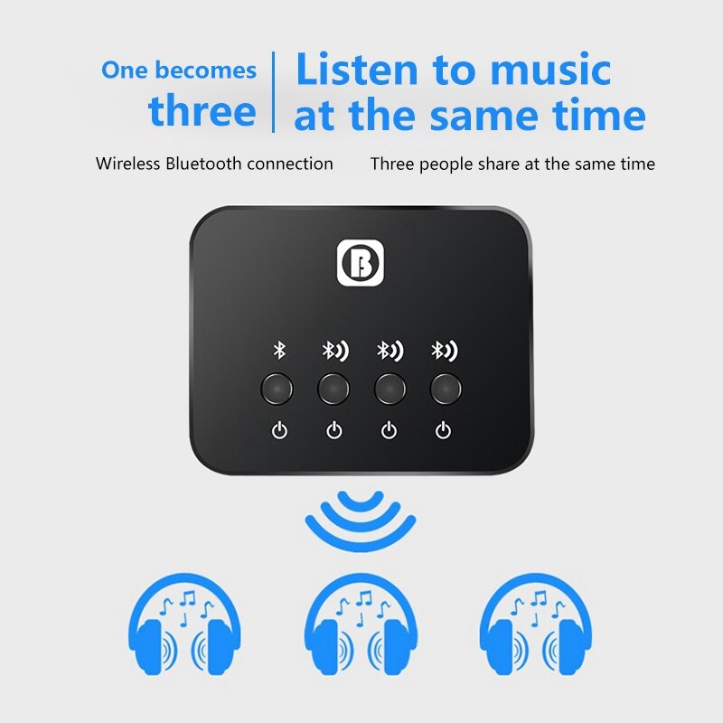 2in1 Bluetooth kabellos Audio- Absender Empfänger 3,5mm Musik Adapter TV HIFI