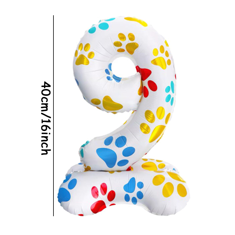 Globos de aluminio con patas de perro y animales para mascotas, globos de pie con números blancos de 16 pulgadas, decoración para de feliz cumpleaños, Baby Shower, 1 ud.: Color zafiro profundo