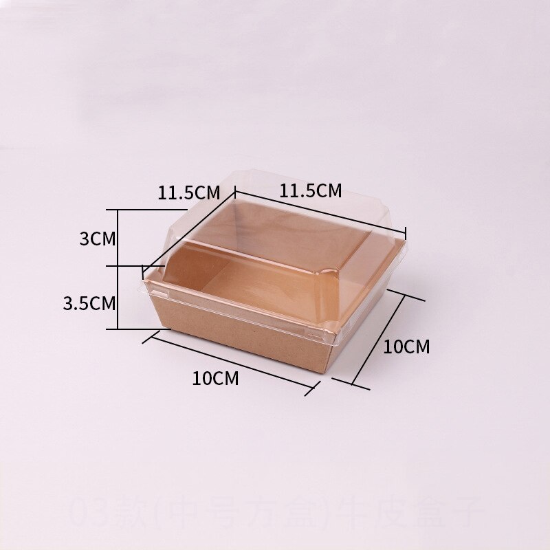 10pcs Rectangular/Square Kraft Paper Box Sandwich Wrapping Boxes With Plastic Clear Lids Cake Bread Snack Bakery Food Packing: 6