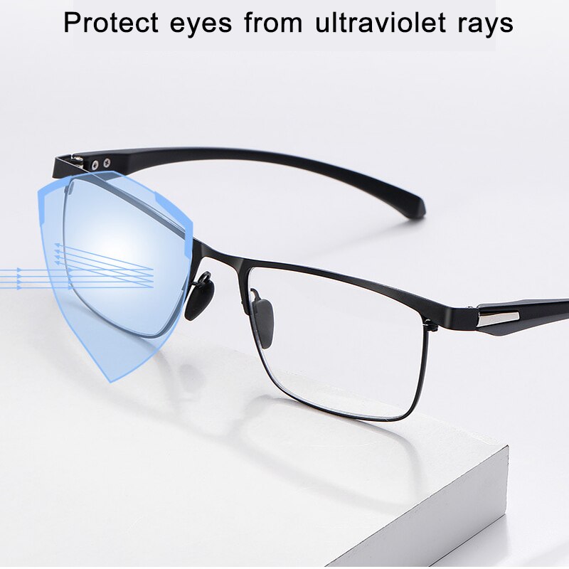 Ultra Licht Meekleurende Progressieve Multifocale Leesbril Mannen Anti-Blue Ray Vergrootglas Verziend Glazen Metalen TR90 1.5