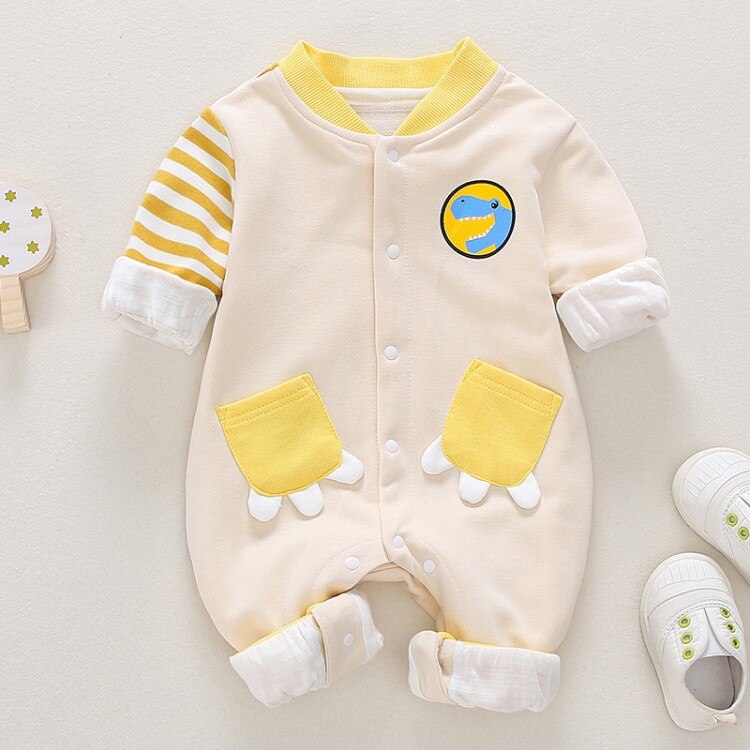 Abbigliamento bambino 2020 Primavera proprietà Dinosauro Tute E Salopette bambino corpo E Pagliaccetti per Il bambino Delle Ragazze Tuta costume Appena nato Del bambino Dei Ragazzi Vestiti: Beige / 6m