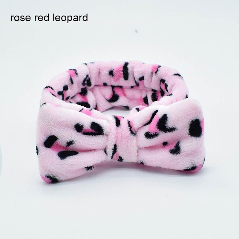 Omg Brief Coral Fleece Wassen Gezicht Haarbanden Voor Vrouwen Leuke Zachte Boog Meisjes Hoofdbanden Haarbanden Tulband Haar accessoires: Leopard 3