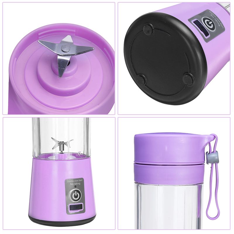 6 Blades Portable Blender Electric Blender USB Rechargeable Juicer Cup Mix Extractor Fruit Smoothie Maker Cup Bottle and Cover