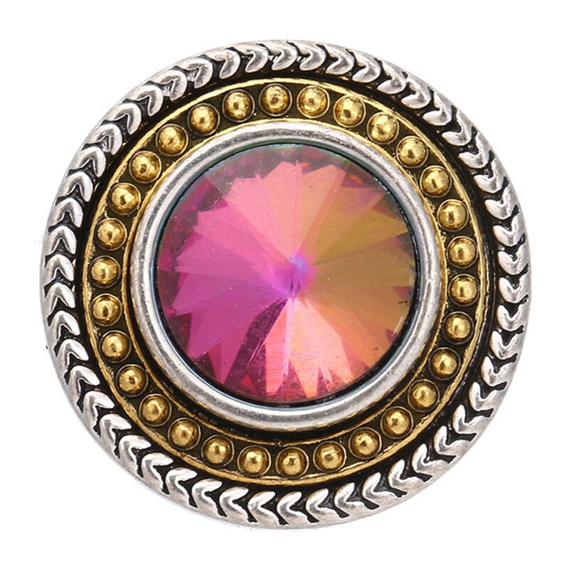 KZ3574 golden round beauty rhinestone colorful 18MM snap buttons fit DIY 18MM snap bracelet snap jewelry: Rust Red