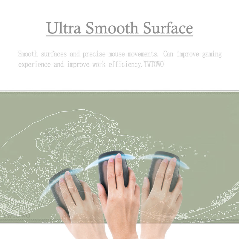 Grünes japanisches Wellen-Mauspad Gamer XL HD Large Home Mousepad XXL Mechanisches Tastaturpad Büro Naturkautschuk rutschfest