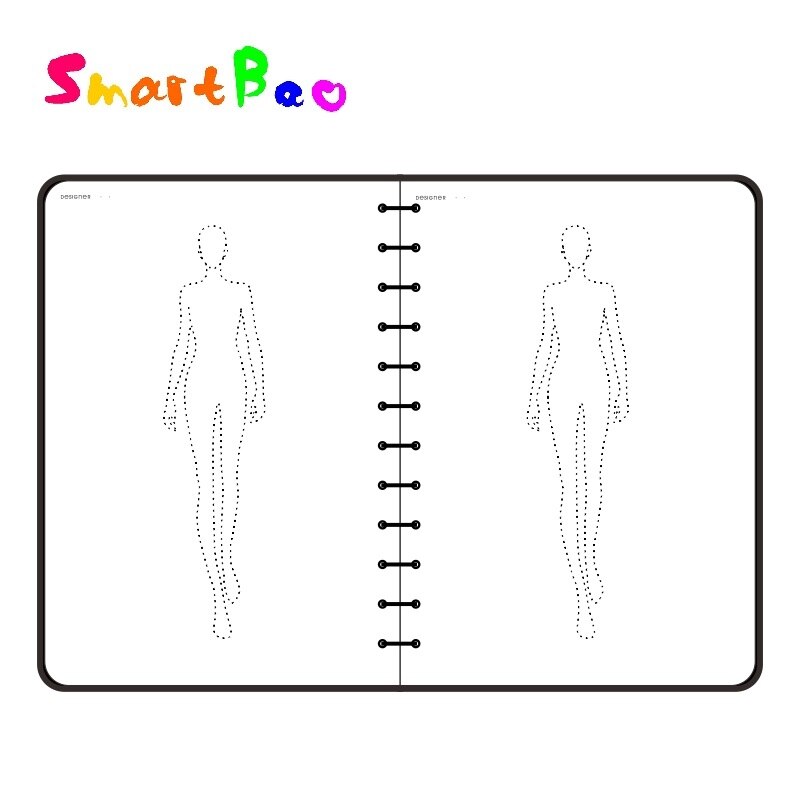 A5 Women Notebook Human Body Notebook Sketch Style Renderings Clothing Tools 50 sheets paper(120g)