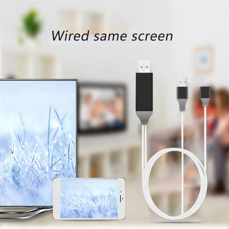 Usb-c-anschlusskabel für apple- und android-mobiltelefone mit hdmi-projektionsanschluss, dual-use-usb-buchse mit bildschirmanschluss – weiß