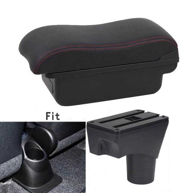 Für Nissan März Micra K13 MK4 IV Armlehne Kasten Center konsole Arm Rest: A-Schwarz rot Linie
