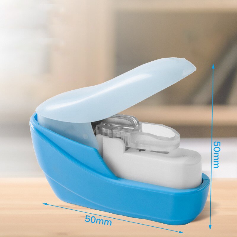Compact Staple Free Staple, 4 Sheets Capacity, Mini Stapleless Stapler, Staple Pieces of Paper Without Making Any Holes on Paper: Blue