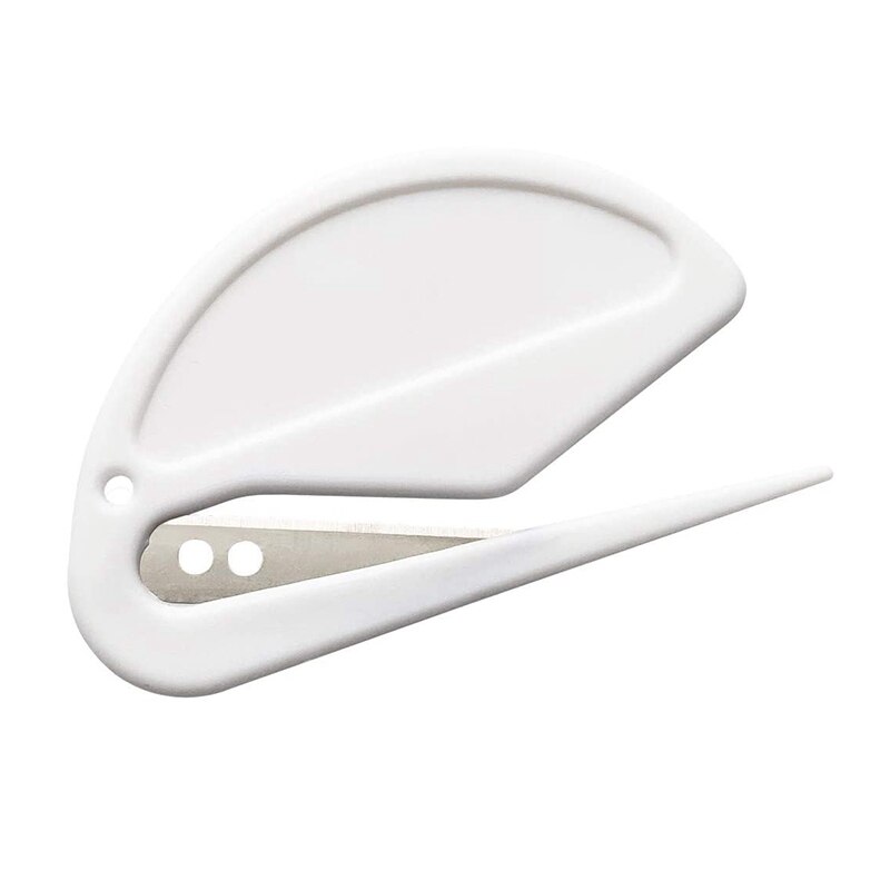 Coupe-papier, ouvre-lettre, coupe-enveloppe ABS, ouvre-lettre avec couteau à papier lame, trois paquets, blanc