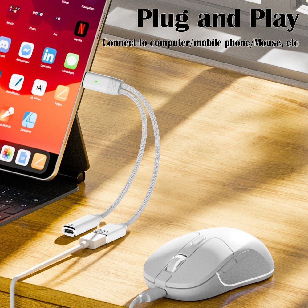 2 in 1 Type C Splitter PD 100W OTG Function USB Headphone Converter Fast Charging HiFi Sound Y Cable Keyboard Mouse
