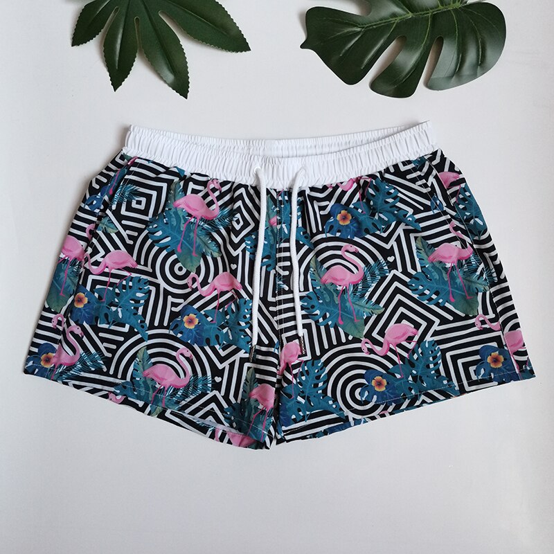 Pantalones cortos de playa con estampado de flamenco para Hombre, Bermudas masculinas, Banador, de secado rápido, talla XL: Flamingo / XXL