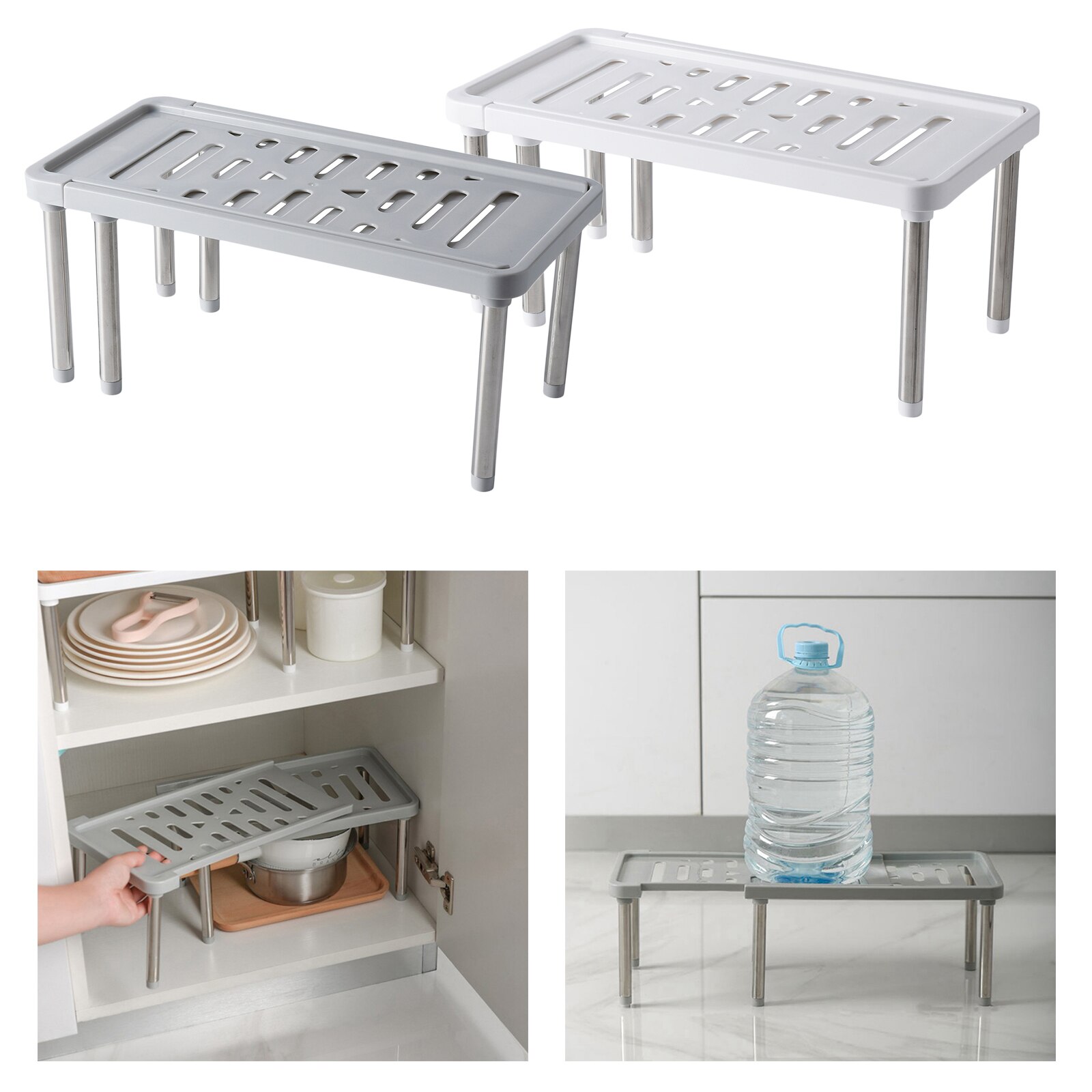 Adjustable Shelf Organizer Expandable Closet Shelf and Rod for Wardrobe Cupboard Kitchen Bookcase